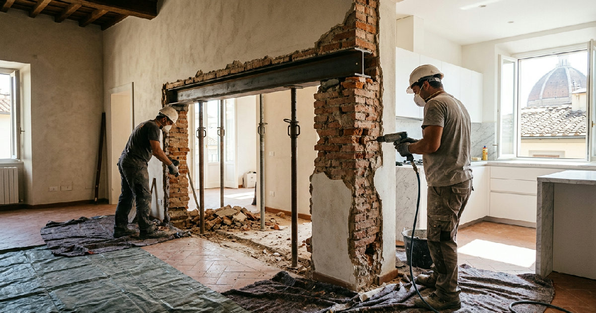 Abbattere una parete: permessi, costi e guida pratica ai lavori