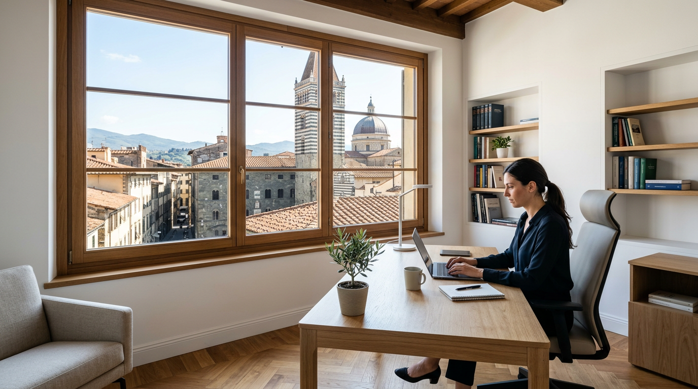 Interno di un ufficio moderno a Pistoia utilizzato per analisi di mercato
