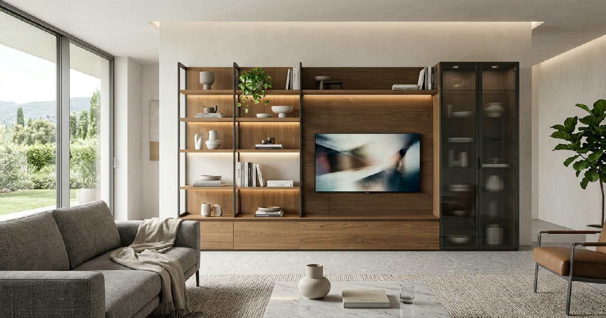 Parete attrezzata moderna: come scegliere soluzioni e materiali oggi